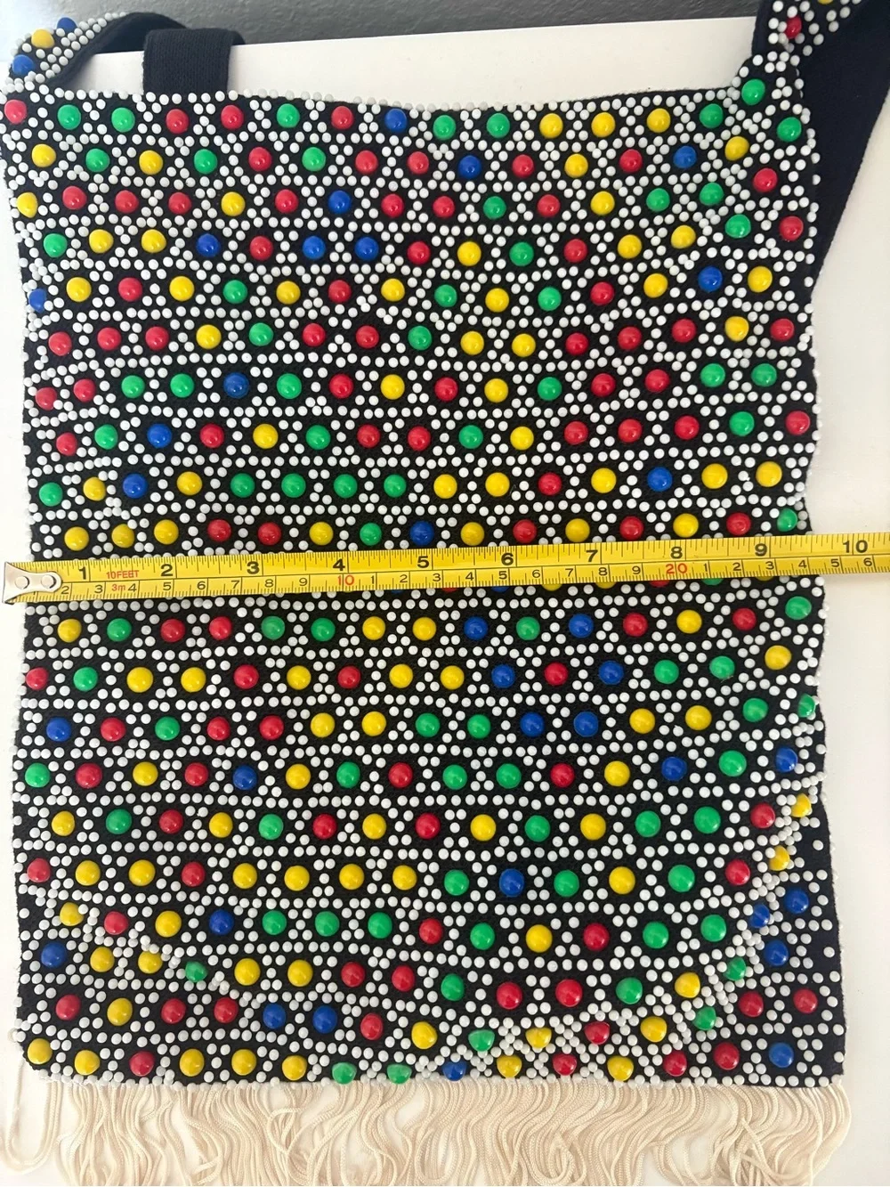 Vintage Colorful Beaded Fringe Retro 60s Mod Eclectic Festival Tote Bag